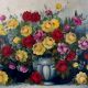 Hand-Painted Board Painting of Flower Vase for Decoration