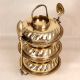 English Art Handmade Brass Tiffin Box with Spoon for Decor