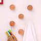 Round Natural Wooden Wall Hooks-6 Pieces