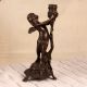 Handmade Dark Finish Brass Angel Candle Stand for Decoration