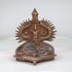 Vintage Finish Handcrafted Brass Gaja Lakshmi Oil Lamp for Decor