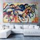 The Seven Running Horses Canvas Painting by Artist Ashok Jadav 48 x 96 Inch