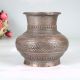 Vintage Engraved Brass Holy Water Pot in Tribal Art for Decor