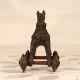 Indian Vintage Brown Brass Horse with Wheel for Decoration