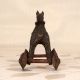 Indian Vintage Brown Brass Horse with Wheel for Decoration