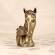 Vintage Brown Metal Two Horse Head Statue Paper Weight