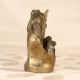 Vintage Brown Metal Two Horse Head Statue Paper Weight