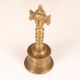Indian Traditional Brass Temple Bell with Handle with Vishnu Chakra