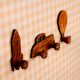 Wooden Adhesive Hot Air Balloon,Car And Rocket Shape Wall Hooks-Pack of 3