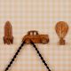 Wooden Adhesive Hot Air Balloon,Car And Rocket Shape Wall Hooks-Pack of 3