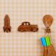 Wooden Adhesive Hot Air Balloon,Car And Rocket Shape Wall Hooks-Pack of 3
