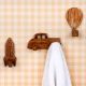 Wooden Adhesive Hot Air Balloon,Car And Rocket Shape Wall Hooks-Pack of 3