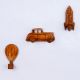 Wooden Adhesive Hot Air Balloon,Car And Rocket Shape Wall Hooks-Pack of 3