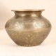 Beautifully Engraved Vintage White Metal Pot for Indoor Decor