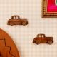 Natural Wooden Adhesive Car Design Wall Hooks-3 Pieces