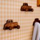 Natural Wooden Adhesive Car Design Wall Hooks-3 Pieces