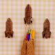 Natural Wooden Adhesive Rocket Shape Coat Wall Hook-Pack of 3