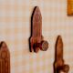 Natural Wooden Adhesive Rocket Shape Coat Wall Hook-Pack of 3