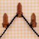 Natural Wooden Adhesive Rocket Shape Coat Wall Hook-Pack of 3