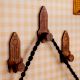 Natural Wooden Adhesive Rocket Shape Coat Wall Hook-Pack of 3