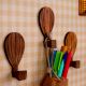 Wooden Adhesive Hot Air Balloon Shape Wall Hooks-3 Pieces