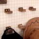 Natural Brown Small Wooden Wall Hooks-6 Pieces