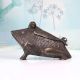 Vintage Fine Art Brass Frog Box in Dark Finish for Home Decor