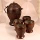 Handmade Vintage Copper Jug and Four Glass Set for Decor
