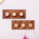 Brown White Modern Floral Wooden Wall Hooks-Pack of 2