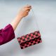 Red and Black Cotton Beads Hand Bag for Women