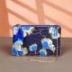 Premium Hand-Beaded Blue Floral Motifs Cotton Hand Bag