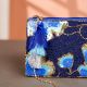 Premium Hand-Beaded Blue Floral Motifs Cotton Hand Bag