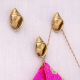 Golden Brass Conch Shell Wall Hooks -3 Pieces
