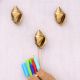 Golden Brass Conch Shell Wall Hooks -3 Pieces