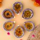 6 Pieces Designer Blue and White Ceramic Diwali Diya For Mandir Decoration