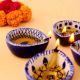6 Pieces Designer Blue and White Ceramic Diwali Diya For Mandir Decoration