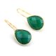 Brass 22k Gold Plated Dangle Earring with Green Onyx Gemstone