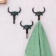 Bronze Tribal Bull Face Wall Hooks-Pack of 3