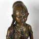 Handcrafted Dark Finish Brass Lady Statue in Tribal Art in Pair