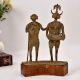 Vintage Handcrafted Brass Two Man Statue for Home Decor