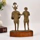 Vintage Handcrafted Brass Two Man Statue for Home Decor