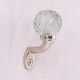 Round Diamond Cut Glass Metal Wall Hooks With Silver Finish-Pack of 6