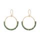 Green Onyx beaded Circle dangle earring, Brass 18k gold plated