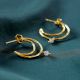 Crescent Moon Earring For women, Natural Labradorite beads stone 22k gold plated