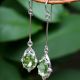 Green Amethyst gemstone dangle earring, 92.5 Silver plated brass earring