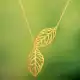 Y Drop Leaf Necklace, Brass 18k gold plated jewelry for women, Handmade Jewelry