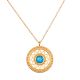 Nurture Intuition Turquoise Mandala Necklace, Brass with 22k gold plated necklace for women