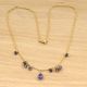 Amethyst gemstone necklace, Brass with 22k gold plated necklace for women