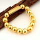 22k Gold plated Chunky beads Stretchable bracelet, Brass handmade jewelry