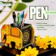 Handicraft Wooden Pen Stand Elephant - Yellow